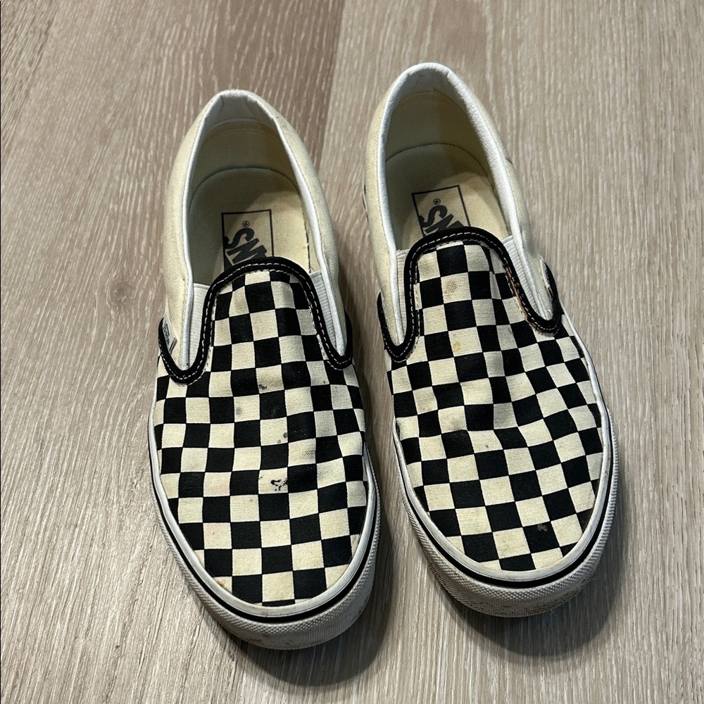 Vans Classic Checkerboard Slip On Black and Off White Unisex Sz 9 - Picture 4 of 5